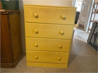 VINTAGE YELLOW PAINTED 4 DRAWER CHEST,