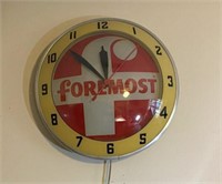 VINTAGE FOREMOST CLOCK WITH CONVEX GLASS FRONT