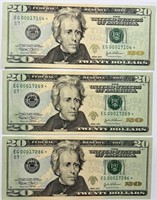(3) Low Serial # $20 STAR NOTES