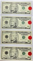 (4) 1999 $10 STAR NOTES Federal Reserve
