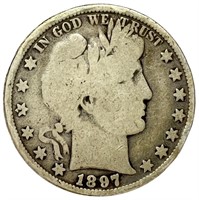 1897 90% Silver Barber Half Dollar - VG