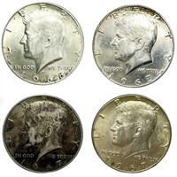 (4) 40% Silver Kennedy Half Dollar Mixed Date