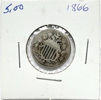 1866 Shield Nickel Fine