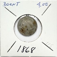 1868 3-Cent Piece Fine