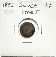 1852 Silver 3-Cent Piece Type 1 VG