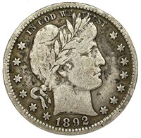 1892 Silver Barber Quarter Fine