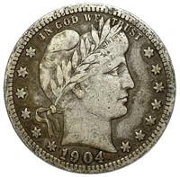 1904 Silver Barber Quarter Fine