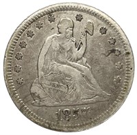 1857 Seated Liberty Quarter Cleaned Fine