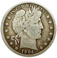 1904 Silver Barber Half Dollar Fine