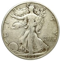 1929-S Silver Walking Liberty Half Dollar VG
