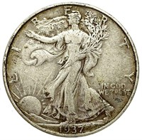1937-D Silver Walking Liberty Half Dollar Fine