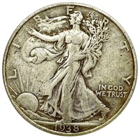 1938 Silver Walking Liberty Half Dollar Fine