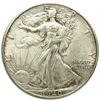 1940 Silver Walking Liberty Half Dollar Fine