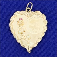 Graduation Day Ruby and Pearl Heart Pendant Inscri