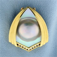 Designer Mabe Pearl and Diamond Statement Pendant