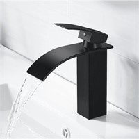 WF693  ZFITEI Black Waterfall Spout Vanity Faucet