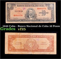 1949 Cuba - Banco Nacional de Cuba 10 Pesos  Grade