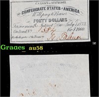 1861 Confederate States Forty Dollars Note Grades
