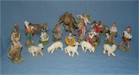 Hand painted Italian manger figure set