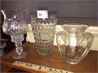 Heavy Crystal Vases & Candle Holder