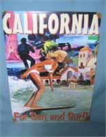 California for sun and Surf retro style advertisin