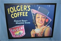 Folger's coffee framed retro style advertising sig