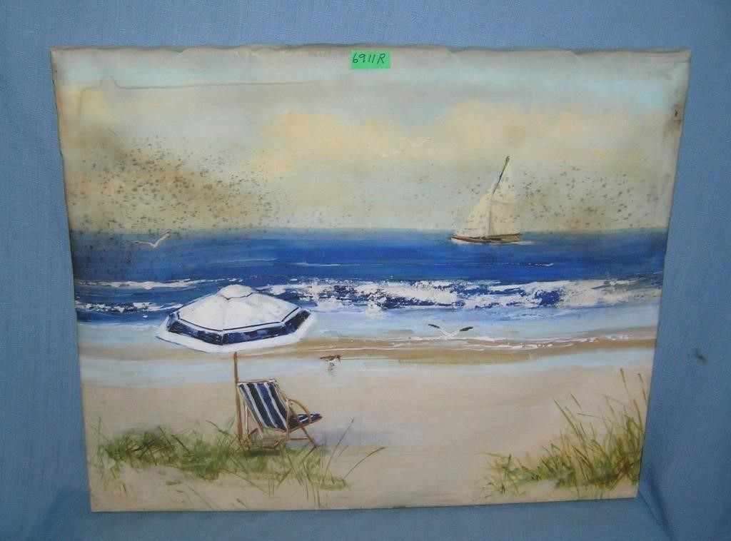 Beach scene on canvas painting
