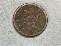 1853 braided hair large cent