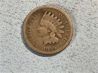 1859 Indian head cent, laurel wreath reverse