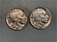 Two 1936 Buffalo nickels