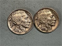 Two 1937 Buffalo nickels