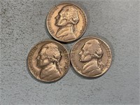 1949, 1949D, 1949S Jefferson nickels