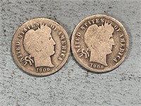 Two 1906S Barber dimes