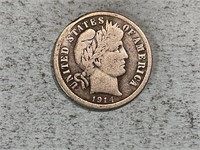 1914 Barber dime