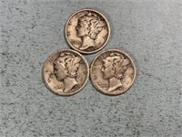 1928, 1928D, 1928S Mercury dimes