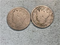 Two 1899 Liberty head nickels