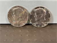 Two 1968D Kennedy half dollars