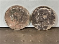 Two 1968D Kennedy half dollars