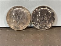 Two 1968D Kennedy half dollars