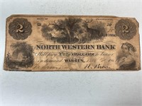 Obsolete $2 bank note, Warren, Pennsylvania