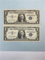 Two 1957A Star $1 silver certificates