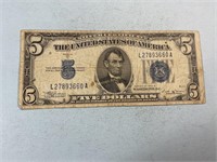 1934B $5 silver certificate