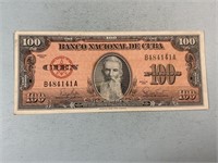 1959 Cuba 100 pesos note