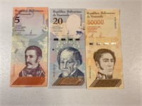 Three 2018, 2019 Venezuela notes