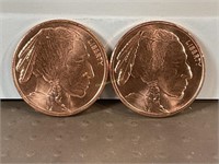 Two one ounce copper rounds