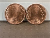 Two one ounce copper rounds