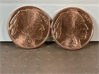 Two one ounce copper rounds