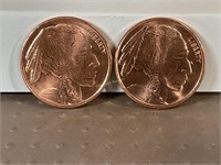 Two one ounce copper rounds