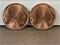 Two one ounce copper rounds