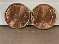 Two one ounce copper rounds